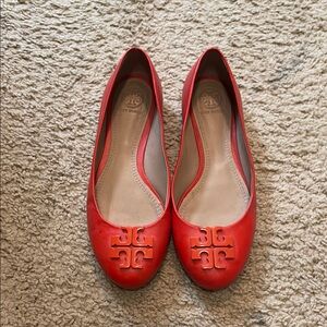 Tory Burch Red Leather Flats